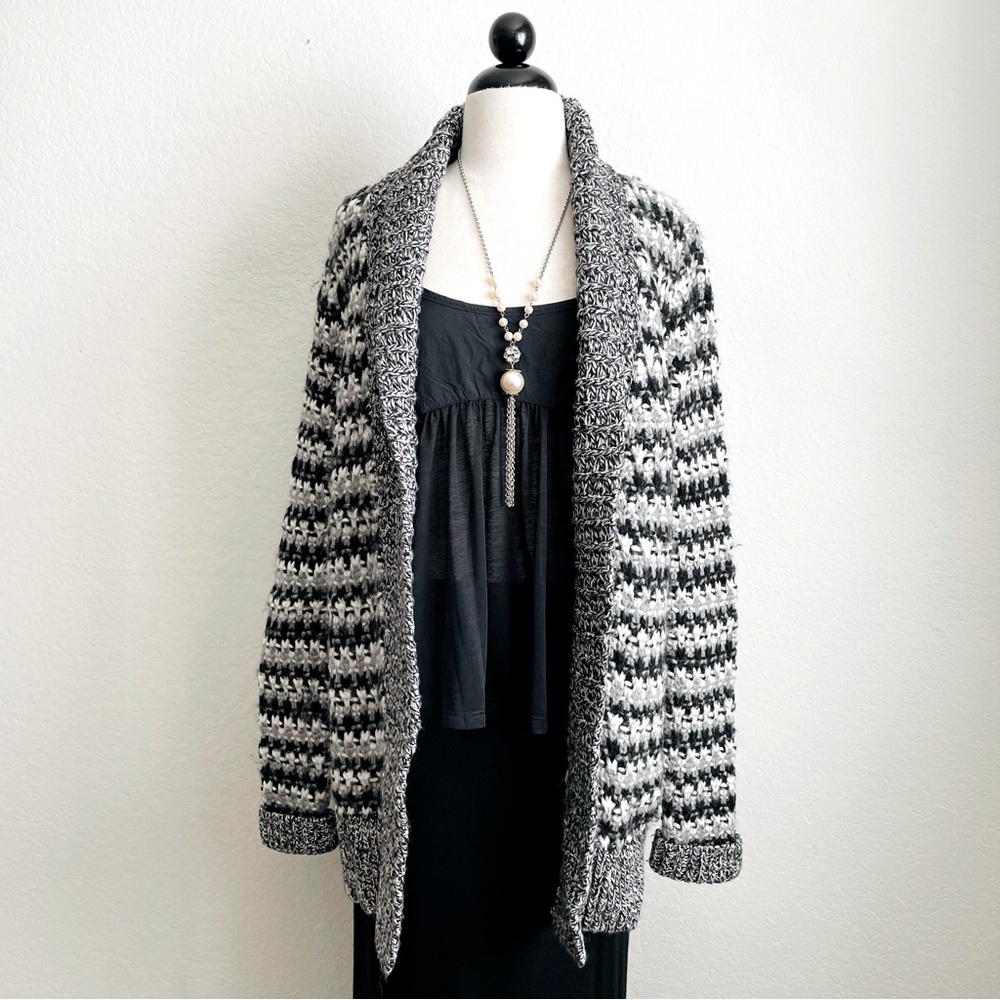 LOFT Open Front Shawl Collar Cable Knit Cardigan Sweater